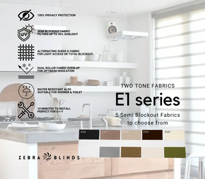 E1 Series Semi Blockout Zebra Blinds - 5 Colour Options Available