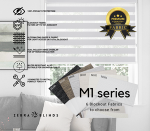 M1 Series Blockout Zebra Blinds - 6 Colour Options Available