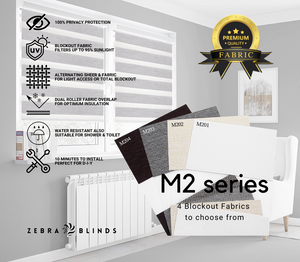 M2 Series Blockout Zebra Blinds - 4 Colour Options Available