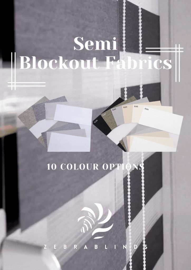 Semi Blockout Zebra Blinds - 10 Colour Options Available